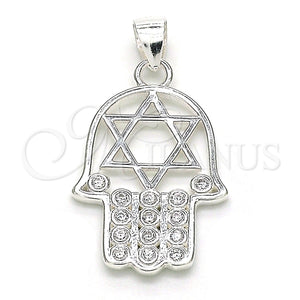 Sterling Silver Pendant — Religious Pendant Judaica and Hand of God Design — main product view — SKU 149025 | Plata 925 dije — Religious Pendant Judaica and Hand of God diseño — SKU 149025