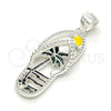 Sterling Silver Fancy Pendant, Shoes and Palm Tree Design, Multicolor Enamel Finish, Raw, 05.398.0024