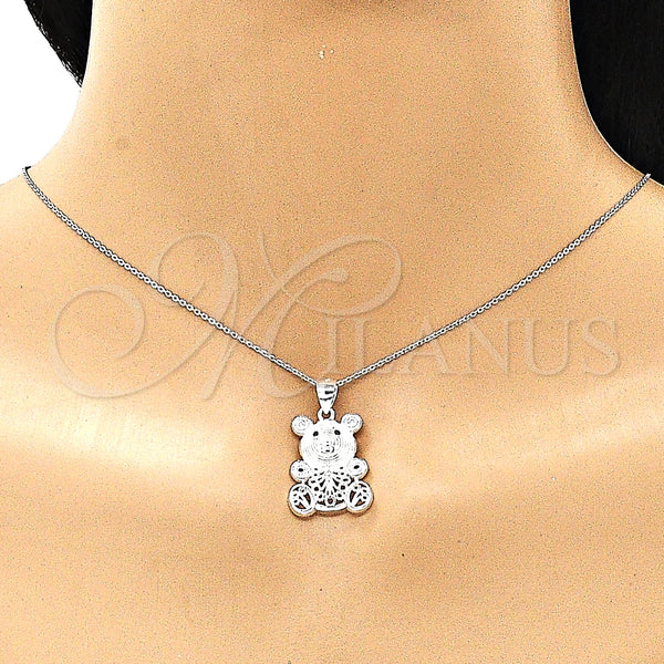 Sterling Silver Pendant — Fancy Pendant Teddy Bear Design with Black Micro — alternate product view — SKU 149029 | Plata 925 dije — elegante Pendant Teddy Bear diseño with negro Micro — SKU 149029