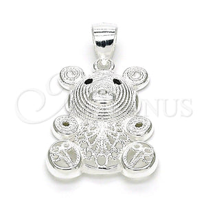 Sterling Silver Pendant — Fancy Pendant Teddy Bear Design with Black Micro — main product view — SKU 149029 | Plata 925 dije — elegante Pendant Teddy Bear diseño with negro Micro — SKU 149029