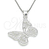 Sterling Silver Fancy Pendant, Butterfly Design, Polished, Raw, 05.398.0026
