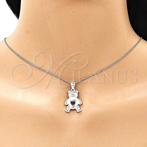Sterling Silver Pendant — Fancy Pendant Teddy Bear and Heart Design Polished — alternate product view — SKU 149031 | Plata 925 dije — elegante Pendant Teddy Bear and corazón diseño pulido — SKU 149031