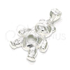 Sterling Silver Fancy Pendant, Teddy Bear and Heart Design, Polished, Raw, 05.398.0027