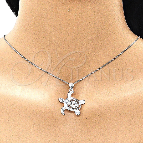 Sterling Silver Pendant — Fancy Pendant Turtle Design with White Micro Pave — alternate product view — SKU 149032 | Plata 925 dije — elegante Pendant Turtle diseño with blanco Micro Pave — SKU 149032
