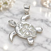 Sterling Silver Fancy Pendant, Turtle Design, with White Micro Pave, Polished, Raw, 05.398.0028