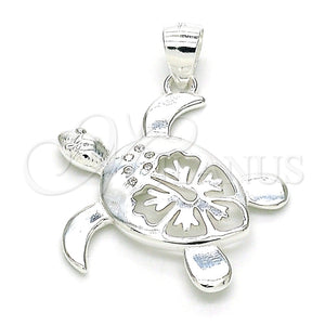 Sterling Silver Pendant — Fancy Pendant Turtle Design with White Micro Pave — main product view — SKU 149032 | Plata 925 dije — elegante Pendant Turtle diseño with blanco Micro Pave — SKU 149032