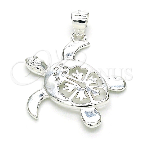 Sterling Silver Pendant — Fancy Pendant Turtle Design with White Micro Pave — main product view — SKU 149032 | Plata 925 dije — elegante Pendant Turtle diseño with blanco Micro Pave — SKU 149032