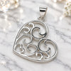 Sterling Silver Fancy Pendant, Heart Design, Polished, Raw, 05.398.0029