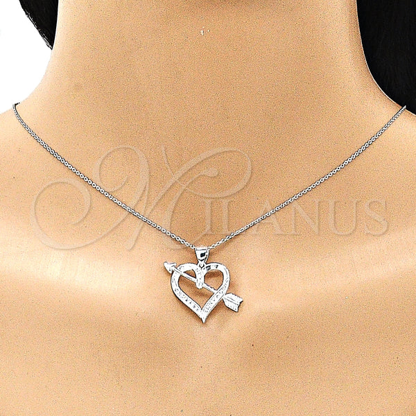 Sterling Silver Pendant — Fancy Pendant Heart Design with White Micro Pave — alternate product view — SKU 149035 | Plata 925 dije — elegante Pendant corazón diseño with blanco Micro Pave — SKU 149035