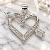 Sterling Silver Fancy Pendant, Heart Design, with White Micro Pave, Polished, Raw, 05.398.0030