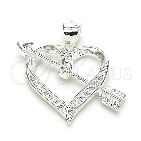 Sterling Silver Pendant — Fancy Pendant Heart Design with White Micro Pave — main product view — SKU 149035 | Plata 925 dije — elegante Pendant corazón diseño with blanco Micro Pave — SKU 149035