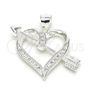Sterling Silver Pendant — Fancy Pendant Heart Design with White Micro Pave — main product view — SKU 149035 | Plata 925 dije — elegante Pendant corazón diseño with blanco Micro Pave — SKU 149035