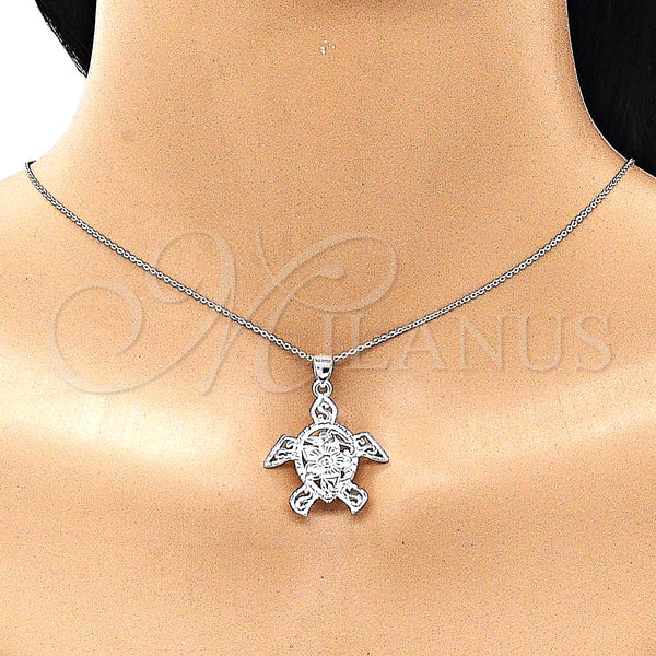 Sterling Silver Pendant — Fancy Pendant Turtle and Flower Design Polished Raw — alternate product view — SKU 149037 | Plata 925 dije — elegante Pendant Turtle and flor diseño pulido Raw — SKU 149037