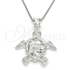 Sterling Silver Fancy Pendant, Turtle and Flower Design, Polished, Raw, 05.398.0032