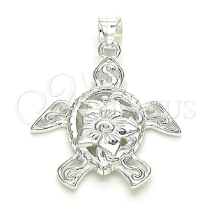Sterling Silver Pendant — Fancy Pendant Turtle and Flower Design Polished Raw — main product view — SKU 149037 | Plata 925 dije — elegante Pendant Turtle and flor diseño pulido Raw — SKU 149037