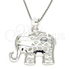 Sterling Silver Fancy Pendant, Elephant Design, Polished, Raw, 05.398.0035
