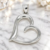 Sterling Silver Fancy Pendant, Heart Design, Polished, Raw, 05.398.0036