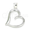 Sterling Silver Fancy Pendant, Heart Design, Polished, Raw, 05.398.0036