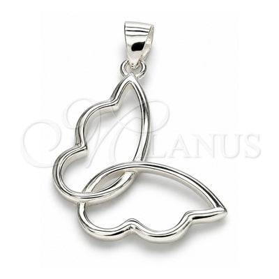 Sterling Silver Fancy Pendant, Butterfly Design, Polished, Raw, 05.398.0037