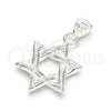 Sterling Silver Fancy Pendant, Star of David Design, Polished, Raw, 05.398.0039