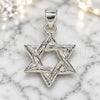 Sterling Silver Fancy Pendant, Judaica and Star of David Design, Polished, Raw, 05.398.0039