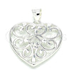 Sterling Silver Fancy Pendant, Heart Design, Polished, Raw, 05.398.0040