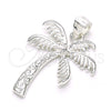 Sterling Silver Fancy Pendant, Palm Tree Design, Polished, Raw, 05.398.0041