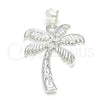 Sterling Silver Fancy Pendant, Palm Tree Design, Polished, Raw, 05.398.0041