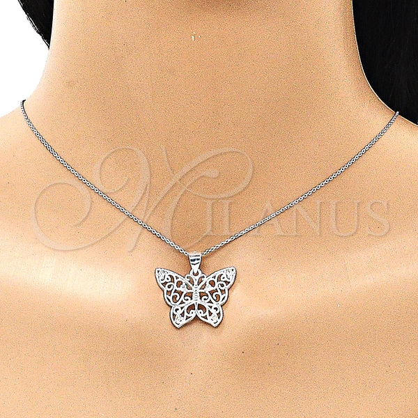 Sterling Silver Pendant — Fancy Pendant Butterfly Design with White Cubic Zirconia — alternate product view — SKU 149047 | Plata 925 dije — elegante Pendant Butterfly diseño with blanco Cubic Zirconia — SKU 149047