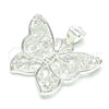 Sterling Silver Fancy Pendant, Butterfly Design, with White Cubic Zirconia, Polished, Raw, 05.398.0042