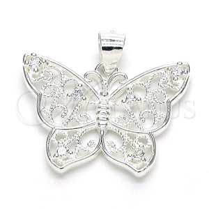 Sterling Silver Pendant — Fancy Pendant Butterfly Design with White Cubic Zirconia — main product view — SKU 149047 | Plata 925 dije — elegante Pendant Butterfly diseño with blanco Cubic Zirconia — SKU 149047