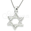 Sterling Silver Fancy Pendant, Judaica and Star of David Design, Polished, Raw, 05.398.0044