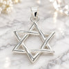 Sterling Silver Fancy Pendant, Judaica and Star of David Design, Polished, Raw, 05.398.0044