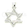 Sterling Silver Fancy Pendant, Judaica and Star of David Design, Polished, Raw, 05.398.0044