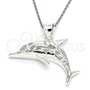 Sterling Silver Fancy Pendant, Dolphin Design, Polished, Raw, 05.398.0045