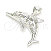 Sterling Silver Fancy Pendant, Dolphin Design, Polished, Raw, 05.398.0045