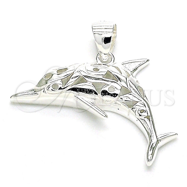 Sterling Silver Pendant — Fancy Pendant Dolphin Design Polished Raw 05. — main product view — SKU 149050 | Plata 925 dije — elegante Pendant Dolphin diseño pulido Raw 05. — SKU 149050