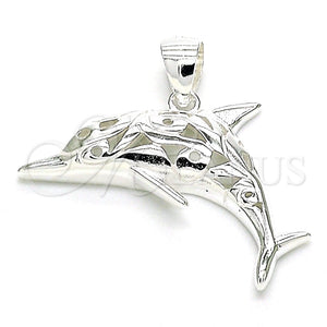 Sterling Silver Pendant — Fancy Pendant Dolphin Design Polished Raw 05. — main product view — SKU 149050 | Plata 925 dije — elegante Pendant Dolphin diseño pulido Raw 05. — SKU 149050