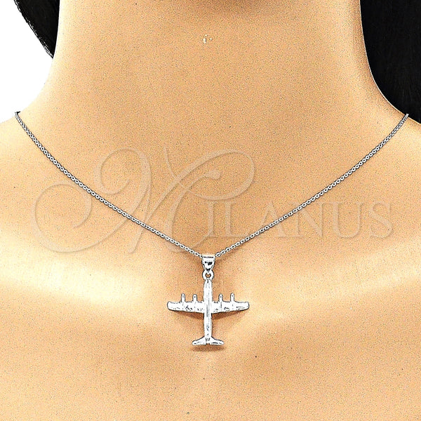 Sterling Silver Pendant — Fancy Pendant Airplane Design Polished Raw 05. — alternate product view — SKU 149051 | Plata 925 dije — elegante Pendant Airplane diseño pulido Raw 05. — SKU 149051