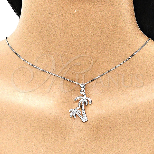 Sterling Silver Pendant — Fancy Pendant Palm Tree Design with White Micro — alternate product view — SKU 149052 | Plata 925 dije — elegante Pendant Palm Tree diseño with blanco Micro — SKU 149052