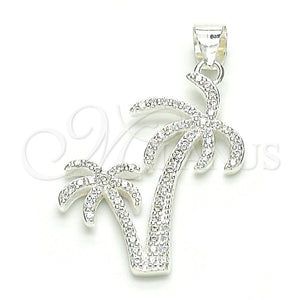 Sterling Silver Pendant — Fancy Pendant Palm Tree Design with White Micro — main product view — SKU 149052 | Plata 925 dije — elegante Pendant Palm Tree diseño with blanco Micro — SKU 149052