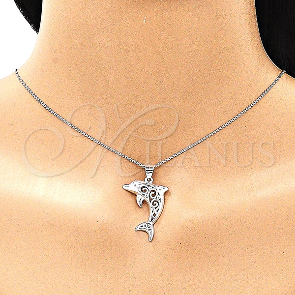 Sterling Silver Pendant — Fancy Pendant Dolphin Design Polished Raw 05. — alternate product view — SKU 149054 | Plata 925 dije — elegante Pendant Dolphin diseño pulido Raw 05. — SKU 149054