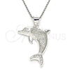 Sterling Silver Fancy Pendant, Dolphin Design, Polished, Raw, 05.398.0049
