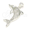 Sterling Silver Fancy Pendant, Dolphin Design, Polished, Raw, 05.398.0049