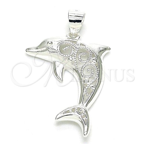 Sterling Silver Pendant — Fancy Pendant Dolphin Design Polished Raw 05. — main product view — SKU 149054 | Plata 925 dije — elegante Pendant Dolphin diseño pulido Raw 05. — SKU 149054
