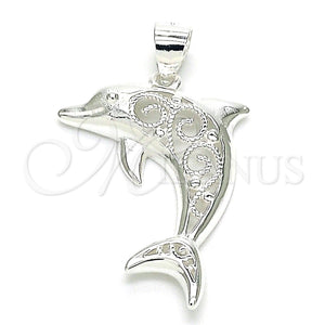 Sterling Silver Pendant — Fancy Pendant Dolphin Design Polished Raw 05. — main product view — SKU 149054 | Plata 925 dije — elegante Pendant Dolphin diseño pulido Raw 05. — SKU 149054