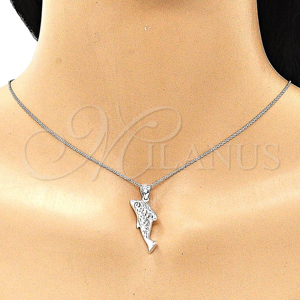Sterling Silver Pendant — Fancy Pendant Dolphin Design Polished Raw 05. — alternate product view — SKU 149056 | Plata 925 dije — elegante Pendant Dolphin diseño pulido Raw 05. — SKU 149056