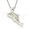 Sterling Silver Fancy Pendant, Dolphin Design, Polished, Raw, 05.398.0051