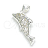 Sterling Silver Fancy Pendant, Dolphin Design, Polished, Raw, 05.398.0051