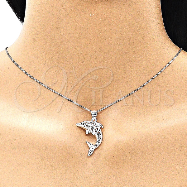 Sterling Silver Pendant — Fancy Pendant Dolphin Design Polished Raw 05. — alternate product view — SKU 149058 | Plata 925 dije — elegante Pendant Dolphin diseño pulido Raw 05. — SKU 149058